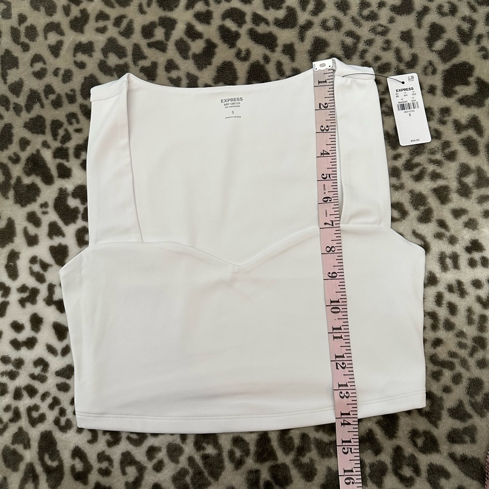 Express Body Contour High Compression Sweetheart Cropped Tank White Size Small - Picture 15 of 17